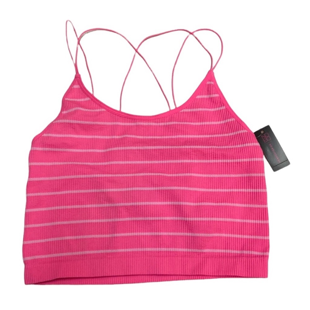Hot pink and white striped spandex top